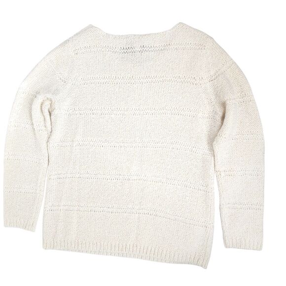 Chicos NWT Sweetheart Bateau Sequin Shimmer Sweater 2/L Alpaca Ecru Quiet Luxury - Picture 3 of 9